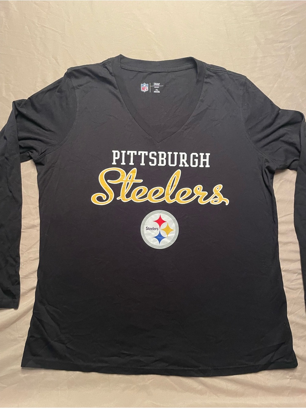 Pittsburgh Steelers Women's Black Long-Sleeve V-Neck Tee - NFL Team Apparel